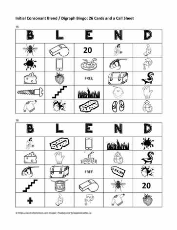 Digraph and Blend Bingo Cards 15-16